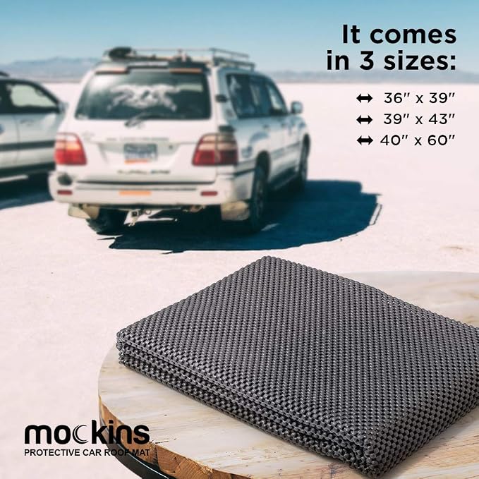 Mockins 39" x 36" Anti Slip Mat for Car Roof Cargo Bag & Carrier | Soft Roof Rack Pads | Customizable Cargo Mat for SUV , Truck & More | Non-Scratch, Multi Functional Anti Slip Pad for Car