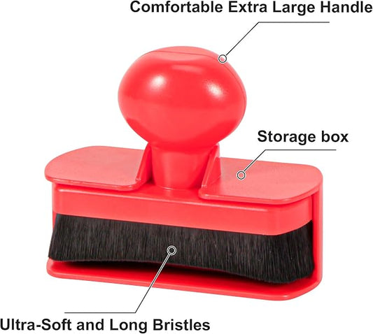 Large Tire Shine Applicator Brush,Vegan Tire Shine Applicator with Curved Brush Head - Automotive Tire Dressing Applicator Brush with Storage Stand for Tire Detailing, 3.6 Inch Length (Red)