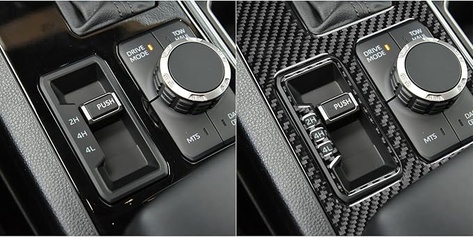 NVCNX Real Premium Carbon Fiber for Toyota Tundra 2022-2026 / Sequoia 2023-2026 2024 2025 Car Center Console Gear Shift Panel Cover Interior Trim Accessories Overlay Sticker 2PCs for Four Wheel Drive