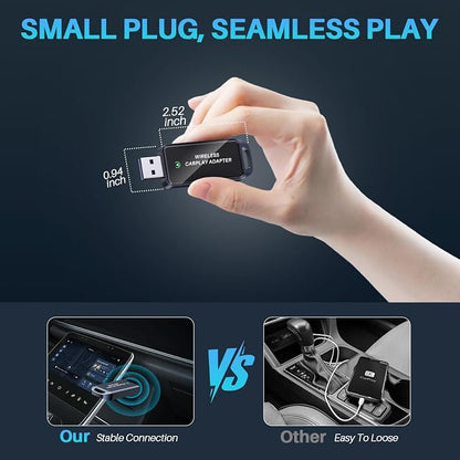 Wireless CarPlay Adapter for iPhone, Instant Auto-Connect Bluetooth Apple CarPlay Adapter, Zero Delay, Plug & Play, Stable Bluetooth & Compact Design, 2016+ Car Compatible