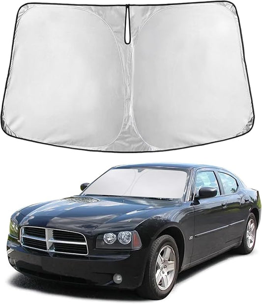 EcoNour Windshield Sunshade Compatible for Dodge Charger 2006-2008 2009 2010, Sun Visor for Front Windshield & Window Sun Shade Cover, UV Heat Blocker & Protector, Car Accessories