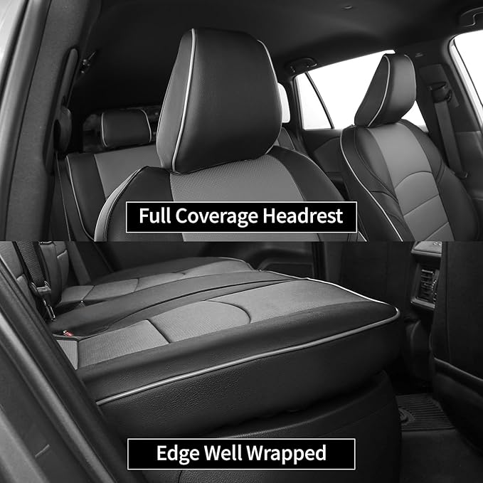 EKR Rav4 Seat Covers Custom Fit for Toyota Rav4 (Hybrid) Woodland/Limited 2026,Waterproof Leather Car Seat Cover Full Set for SUV,Faux Leather(Black/Gray)