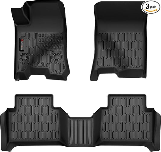 Floor Mats Compatible with 2023 2024 2025 2026 Chevy Colorado/GMC Canyon Crew Cab, All Weather TPE Floor Liners, Custom Fit Car mats, 1st & 2nd Row, Black