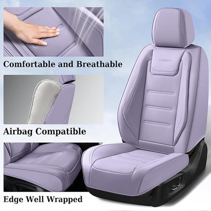 Coverado Car Seat Covers, Front Covers for Cars, Car Seat Cover Front Seats, Car Seat Protector Waterproof, Leather Car Seat Cushion, Universal Interior Covers Seat Protectors for Most Cars Purple