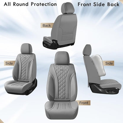 Coverado Car Seat Covers Front Seats, Gray Seat Covers, Breathable Perforated Design, Luxurious Diamond Leather Car Seat Cover, 2 Pack Car Seat Protector Front Seat Cover Universal Fit Most Cars