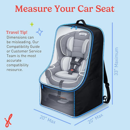 J.L. Childress Padded Backpack Car Seat Bag - Car Seat Travel Bag for Airplane, Cover Fits Most Baby & Infant Carriers & Boosters, Airport Accessories for Gate Check or Baggage Check - Ultimate, Black