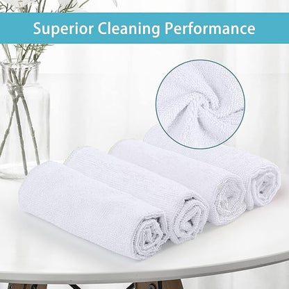 HOMEXCEL White Microfiber Cleaning Cloth 600 Pack, Microfiber Towel for Cars, Lint Free, Scratch-Free, Highly Absorbent, and Cleaning Rags for House, Window and Glass, Cars, TV Screen 11.5 X11.5 inch