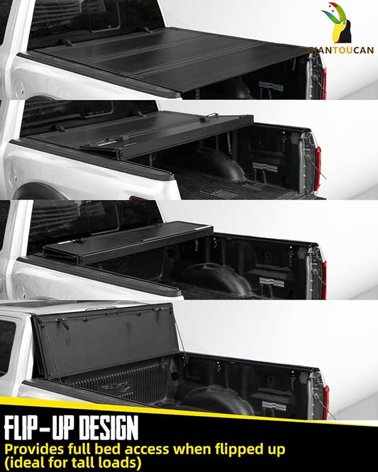 Flip-up Hard Folding Tonneau Cover compitable with 2020-2026 Chevy Silverado/GMC Sierra 2500 3500 HD 6.9ft(82.2") Bed, Not for CarbonPro Bed, Low Profile Style