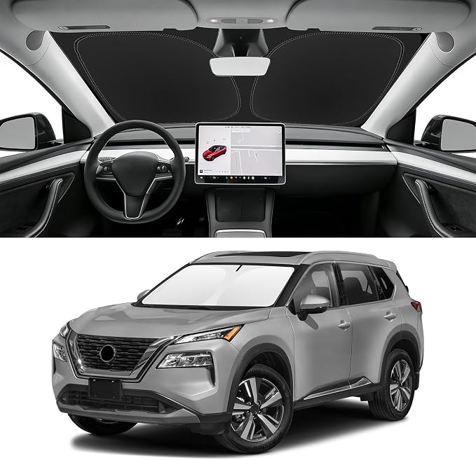 Custom Fit Windshield Sun Shade for Nissan Rogue 2021-2026, Blocks UV & Heat, Front Window Sunshade Accessories, Easy Fold & Store Keep Your Car Cooler