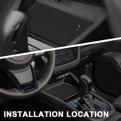 Muslogy Center Console Inserts Compatible with 2025 Subaru Forester Accessories, Center Console Wireless Charger Protective Mat Liner Anti-Slip Phone Charge Area Charging Protection