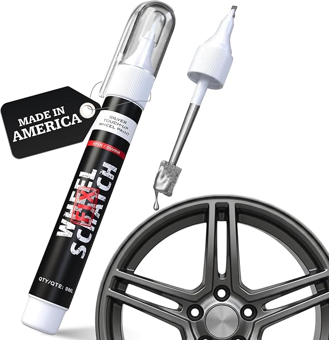 Wheel Scratch Fix® Silver Magic Car Scratch Remover Pen - Alloy Wheel Touch Up Paint Pen for Cars, Curb Rash Removal with Fast-Drying & Long-Lasting OEM Finish, Vehicles Rim Repair Paint for Chip (Dark Silver (Pen Only))