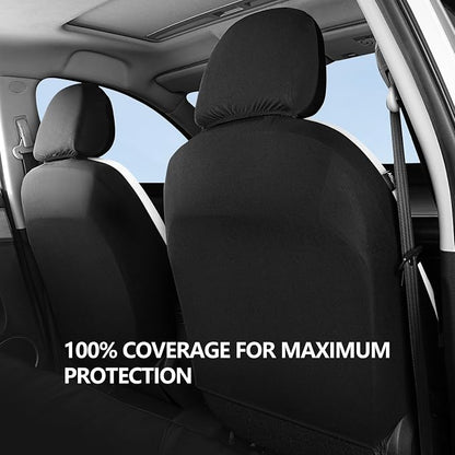 HChengkikz Car Seat Covers Front Seat, Waterproof Neoprene Seat Covers, Car Seat Cover Airbag Compatible, Universal Automotive Comfort for Most Cars, Trucks, SUVs (Black + White)