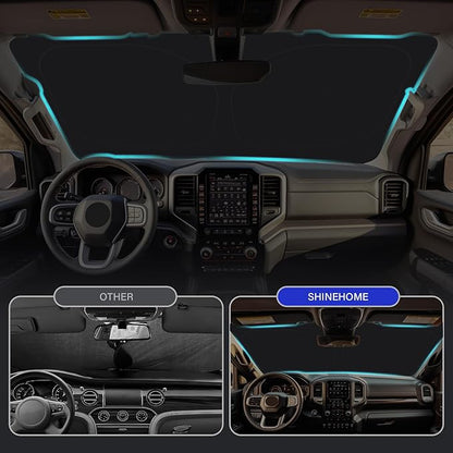 Car Sun Shade for 2019-2024 2025 2026 Dodge Ram 1500 Windshield Sun Shade, Sun Visor Windshield Screen Cover for Ram Front Window Sunshade Foldable Auto Interior Accessories UV Block to Keep Cool