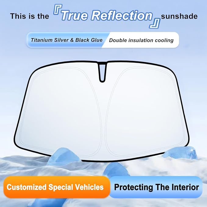 Windshield Sun Shade Compatible with 2019-2026 Dodge RAM 1500, Custom Fit Foldable Sun Visor 310T UV Heat Block