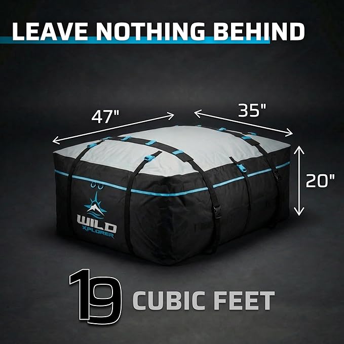 Rooftop Cargo Carrier - 19 Cubic Feet (XL), Waterproof Soft Shell Car Roof Cargo Carrier, Heavy Duty Car Top Luggage Cargo Bag with Patented Door Hooks and Non-Slip Mat