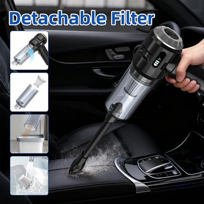 Sycoodeal Handheld Car Vacuum Cleaner, 25000PA Strong Cyclonic Suction Portable Mini Vacuum Cordless with Digital Display Lightweight Handheld for Pet Hair, Car, Home, Office, Kitchen(Silver)