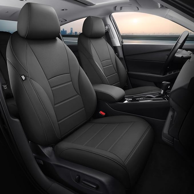 Custom for Honda Accord Seat Covers 2023 2024 2025 2026 LX Faux Leather Car Seats Cover Full Set (Rear Solid Folding backrest) - Black