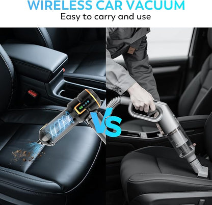 Car Vacuum Cleaner Cordless, 22000PA High Power Portable Handheld Vacuum & Compressed Air Duster, Mini Vacuum with LED Display, 3 Modes Brushless Motor for Car, Home, Office, Camping