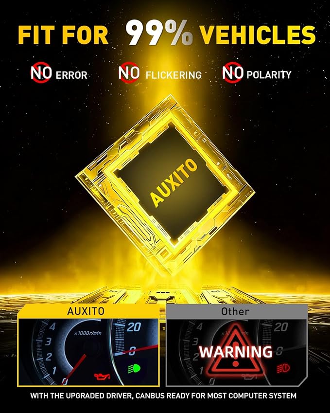 AUXITO 9006 HB4 LED Switchback Bulb, 6500K Cool White & 3000K Amber Yellow, 50000LM Brighter Ultra-Bright, Plug N Play, Long Lifespan, No Flicker, Fit For 99% Vehicles, 2PCS