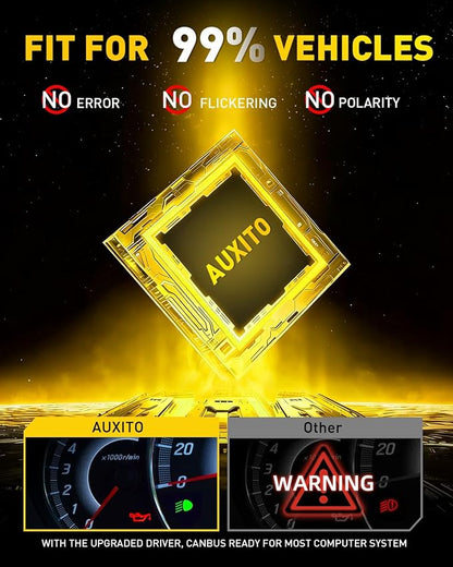 AUXITO 9006 HB4 LED Switchback Bulb, 6500K Cool White & 3000K Amber Yellow, 50000LM Brighter Ultra-Bright, Plug N Play, Long Lifespan, No Flicker, Fit For 99% Vehicles, 2PCS