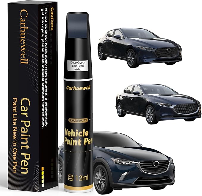 Deep Crystal Blue Pearl(42M) Touch Up Paint Compatible with Mazda, Exact Match Car Paint Pen Automotive Scratch Repair Remover Kit Quick & Easy Solution for Vehicle Chips and Nicks