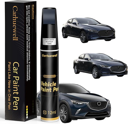Deep Crystal Blue Pearl(42M) Touch Up Paint Compatible with Mazda, Exact Match Car Paint Pen Automotive Scratch Repair Remover Kit Quick & Easy Solution for Vehicle Chips and Nicks