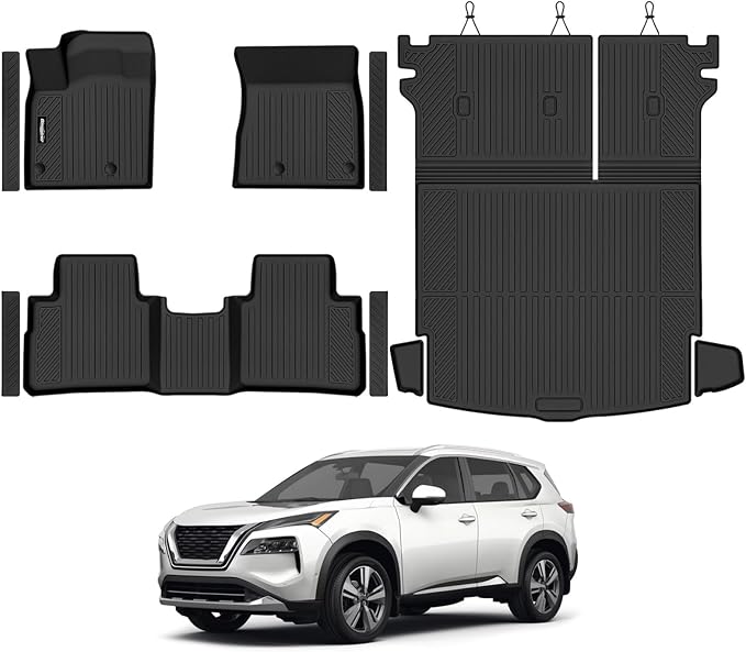 Floor Mats for Nissan Rogue 2021-2026 2026.5, All Weather Interior Protector Floor Mats & Trunk Mat & Seat Back Cover & Door Sill Guard for Nissan Rogue Car Accessories Floor Liner