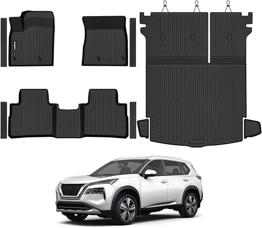 Floor Mats for Nissan Rogue 2021-2026 2026.5, All Weather Interior Protector Floor Mats & Trunk Mat & Seat Back Cover & Door Sill Guard for Nissan Rogue Car Accessories Floor Liner