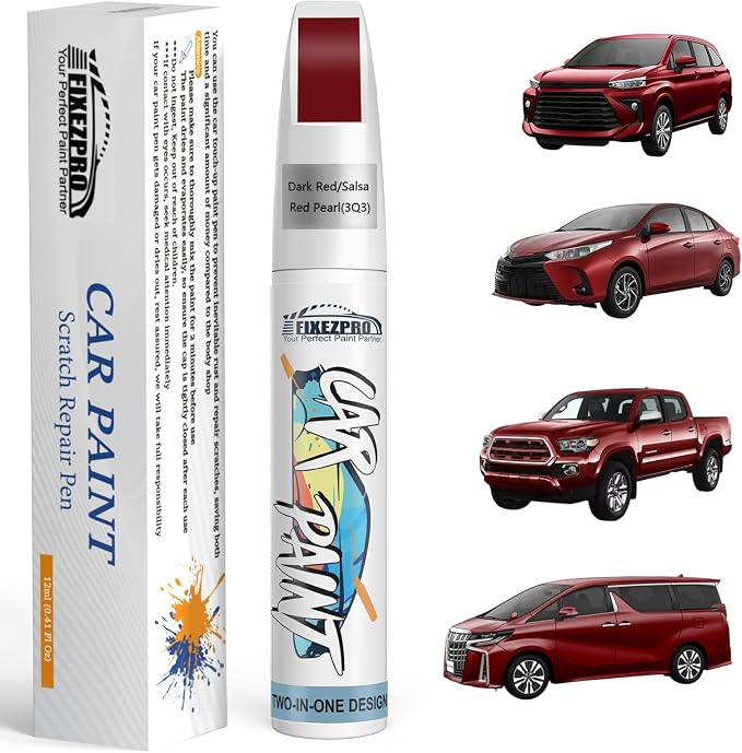 3Q3 Dark Red/Salsa Red Pearl Car Touch Up Paint for Toyota, Color Match Auto Paint Repair Pen,Professional Car Scratch Repair Remover Pen Quick Drying, Easy to Use
