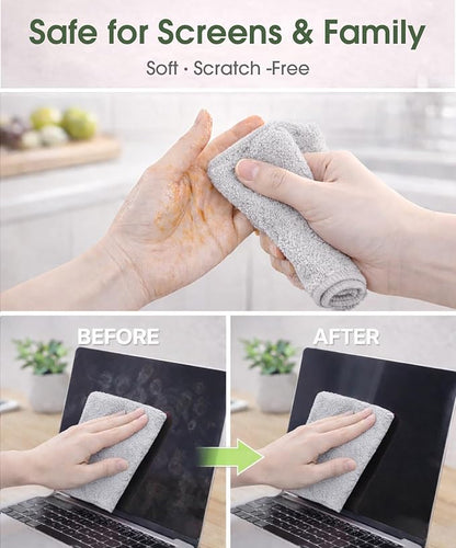 Microfiber Cleaning Cloth Roll - 100 Pack Tear Away Microfiber Paper Towels, Reusable, Washable, Scratch-Free, Kitchen Towels for Car, Home, Kitchen, Glass, Dishes (Light Grey)