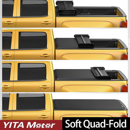 YITAMOTOR Soft Quad Fold Truck Bed Tonneau Cover Compatible with 1999-2016 Ford F-250 F-350 F-450 F250 F350 F450 Super Duty, Styleside 6.75 ft Bed