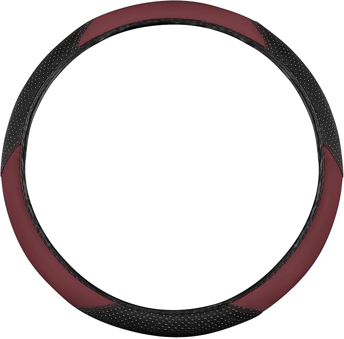 BDK Steering Wheel Cover -SootheGrip MassageTouch - Comfort Massage Grip - Protection and Control- Black & Burgundy