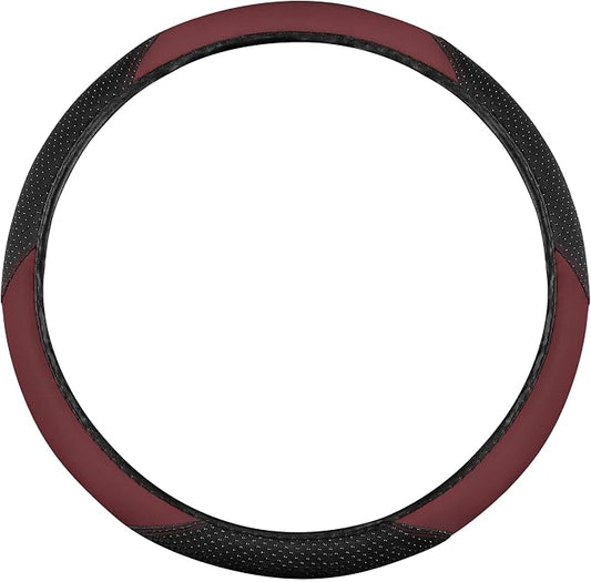BDK Steering Wheel Cover -SootheGrip MassageTouch - Comfort Massage Grip - Protection and Control- Black & Burgundy