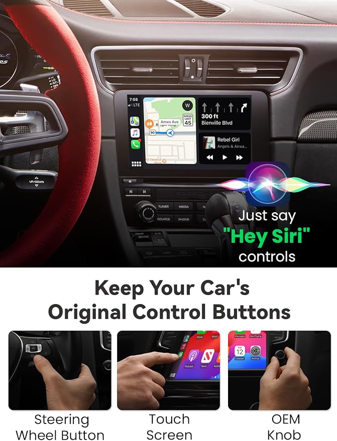 GATGOODS Wireless CarPlay Adapter for iPhone, Metal Housing, Convert Wired to Wireless, USB/Type-C Design for Cars with Built-in Wired CarPlay, Plug & Play, Stable & Fast, for iOS 10+ (CTC1)