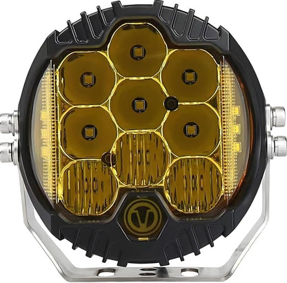 7 Inch 90W Amber Yellow LED Driving Light Compatible with Wrangler Off Road Vehicle ATV UTV Cart Lighting Trucks Pickup F150 Work Light, Pack of 1