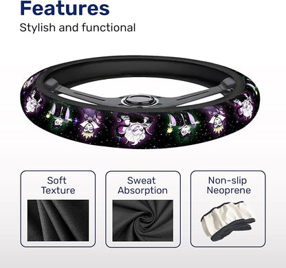 GENANY Dark Queen Steering Wheel Cover, Non Slip Polyester Car Wheel Protector for Car SUV Truck, Universal 15 Inch