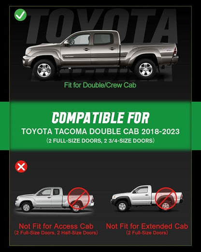 VIWIK Floor Mats for Toyota Tacoma 2018 2019 2020 2021 2022 2023 (Only for Double Cab), Automotive All Weather Custom Fit TPE Floor Liner for 1st and 2nd Row, Full Set Car Mats Black