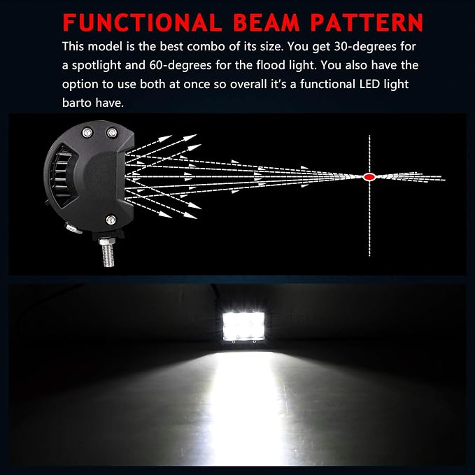 Willpower 2PCS 18w 4 inch Spot LED Work Light Bar for Truck Car ATV SUV 4X4 Jeep Truck Driving Lamp Off Road led Lights
