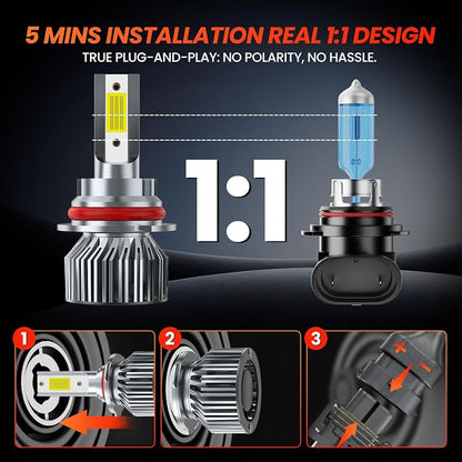 Compatible For Ford F150 F250 F350 1997-2003 Driving Light Bulb,600% Brightness High Low Beam Fog Light Bulbs Combo,Plug and Play,6500K White Bulbs,IP68 4pcs
