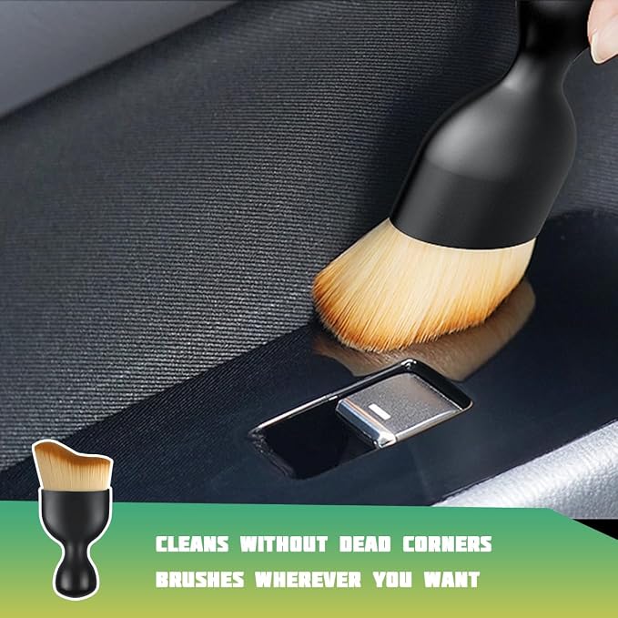 Car Interior Detailing Brush, Curved Soft Bristles Vehicle Removal Dust Collectors, Scratch-Free Automotive Cleaning Tool Accessories, Universal for Truck SUV Sedan (Brown)