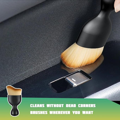Car Interior Detailing Brush, Curved Soft Bristles Vehicle Removal Dust Collectors, Scratch-Free Automotive Cleaning Tool Accessories, Universal for Truck SUV Sedan (Brown)