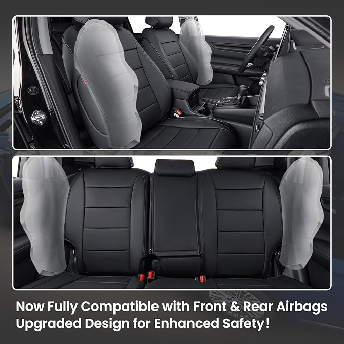 EKR CRV Seat Covers Custom Fit for Honda CRV 2023 2024 2025 2026 Leather Car Seat Cover Full Set for Trucks SUV,Waterproof Car Seat Cushion,Faux Leather (Black)