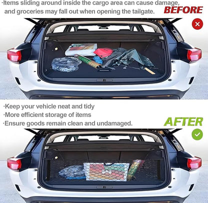 Cargo Net Stretchable，Car Exterior Accessories for SUV, Jeep, Trucks, Double-Layered Network Car Exterior Accessories for Secure Storage 35.4x15.8 inch