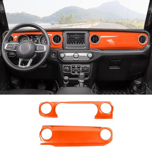 RT-TCZ Center Console Trim Cover Dashboard Control Panel Cover Decorative Interior Accessories for Jeep Wrangler JL JLU & Gladiator JT 2018-2022,Orange