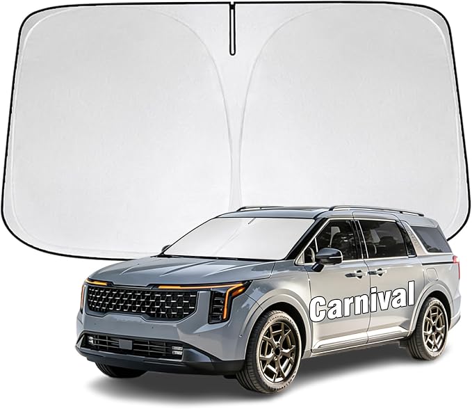 Windshield Sun Shade for Kia Carnival 2015-2026 Sunshade 300T Windshield Cover Protector Blocks UV Rays Custom Fit Carnival Front Window Shades Windshield Accessories Keep Cool Foldable