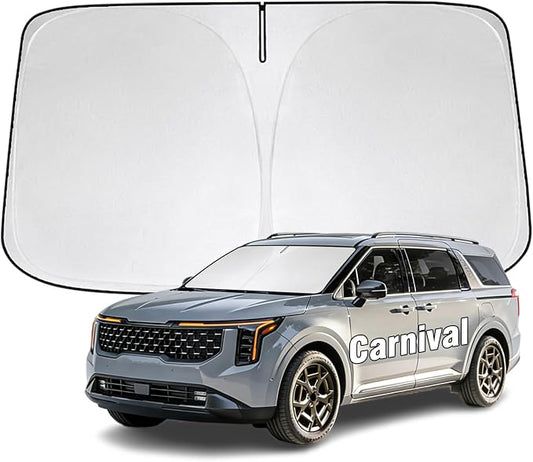 Windshield Sun Shade for Kia Carnival 2015-2026 Sunshade 300T Windshield Cover Protector Blocks UV Rays Custom Fit Carnival Front Window Shades Windshield Accessories Keep Cool Foldable