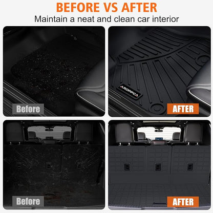 All Weather Car Floor Mats Cargo Liner with Backrest Mat for 2025 Ford Expedition Max 7 Seats, TPE Rubber Liners Full Set Automotive Mats for 2025 Expedition Max Accessories