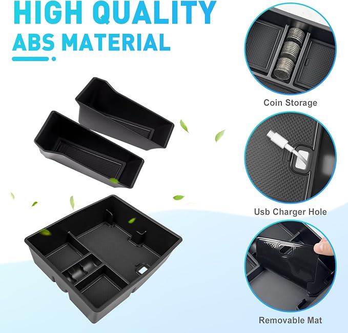 Console Organizer Door Trays Fit for 2024 2025 2026 Toyota Tacoma Center Console Storage Front Door Handle Insert Compatible with Tacoma Interior Accessories Armrest Box, 3PCS