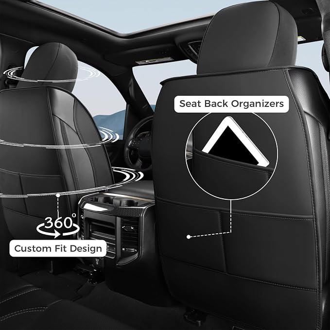 FREESOO Seat Covers for Dodge Ram 2019-2026 Ram 1500 Crew Quad Regular Cab 2011-2026 2500 3500 Mega Cab Bighorn Longhorn Laramie Tradesman, with Flat Bench, Black Grey