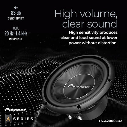 Pioneer A-Series TS-A2000LD2 8” Subwoofer – 700W Max, Shallow-Mount Design, Deep Bass in Tight Spaces